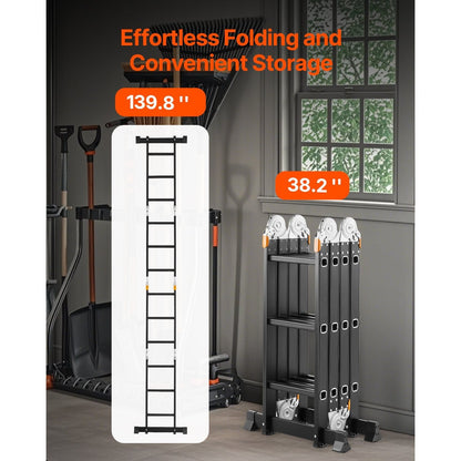 Vouwladder – Multifunctionele Ladder – Klappleder – Scharnierladder – Combiladder – 7-in-1 Design – Lichtgewicht Aluminium 150 kg Belastbaar