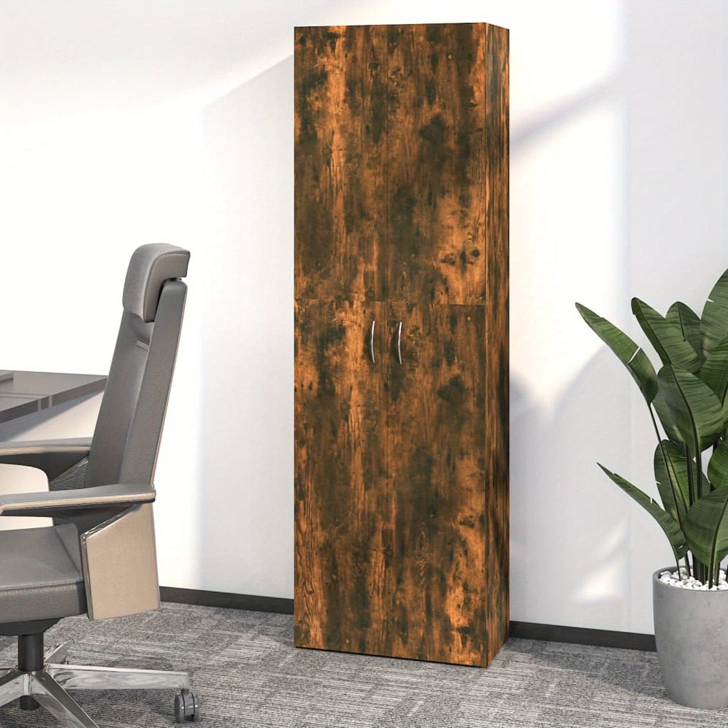 Archiefkast – Ladeblok – Dossierkast – Opbergkast – Kantoorkast – Smoked Oak – Hout – 60x32x190 cm – Multifunctioneel – Stevig