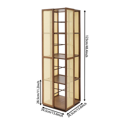 Boekenkast – Boekenrek – Opbergkast – Vakkenkast – Draaibare Kast – 4 Lagen – 360° Draaibaar – Hoogwaardig Bamboe Theebruin
