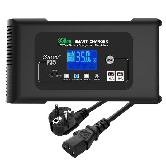 Acculader – Batterijlader – Batterijoplader – Lithiumlader – Druppellader – 35A 12V/18A 24V – Slimme LiFePO4 Onderhoudsfunctie – Overladingsbeveiliging