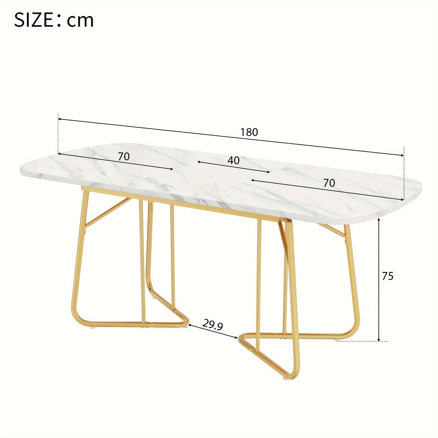 Uitschuifbare Eettafel – Uitklapbare Tafel – Verstelbare Eettafel – Marmeren Tafel – Witte Eettafel – Goudkleurige Metalen Poten – 140-180 cm Lengte – Modern Luxe Design