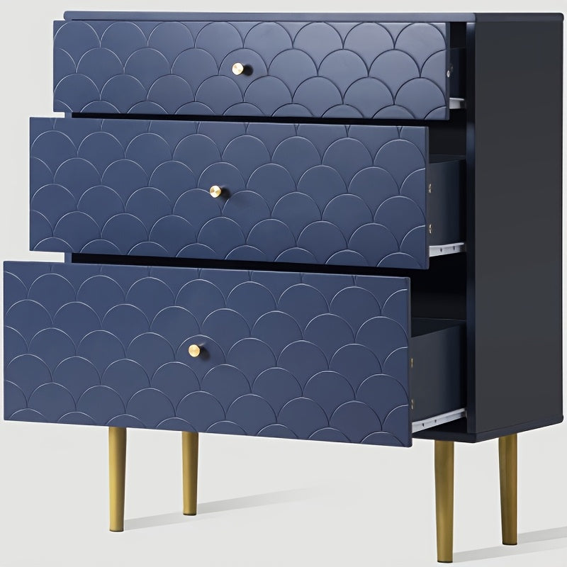 Ladekast – Ladenkast – Ladenkastje – Commode – Opbergkast – Navy Blauw – 3 Lades – Duurzaam Bamboe – Eenvoudige Montage