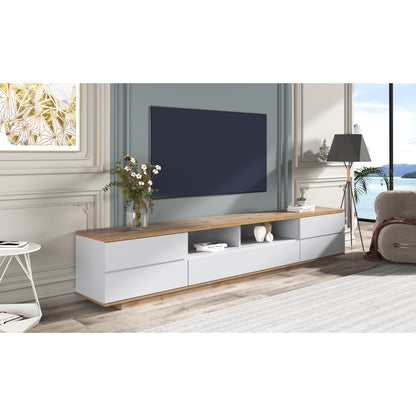 TV-meubel – Entertainmentmeubel – Woonkamermeubel – Opbergkast – TV-kast – Modern Design – Duurzaam MDF 180 cm Wit Met Houtstructuur