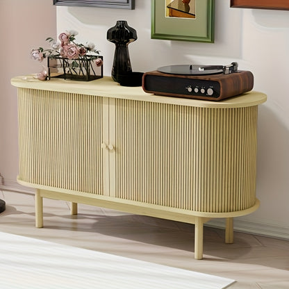 Dressoir – Buffetkast – Sideboard – Opbergkast – Tv-meubel – Modern Minimalistisch – Schuifdeuren – Ruimtebesparend – Vrijstaand – Beige Houtkleur