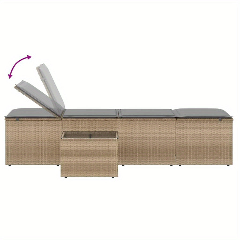 Loungestoel – Tuinstoel – Balkonstoel – Relaxstoel – Loungebank – Beige Poly Rattan – Ergonomisch Design – Weerbestendig