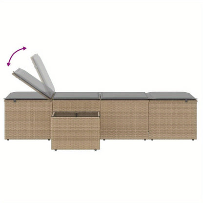 Loungestoel – Tuinstoel – Balkonstoel – Relaxstoel – Loungebank – Beige Poly Rattan – Ergonomisch Design – Weerbestendig