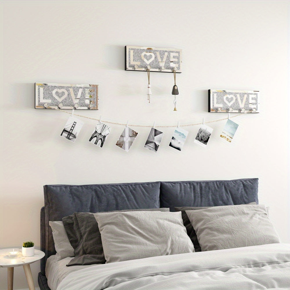 Kapstok – Wandkapstok – Wandhouder – Organizer – Ophangrek – Handgemaakt – 4 Stevige Haken – Spiegelafwerking met Glitteraccent