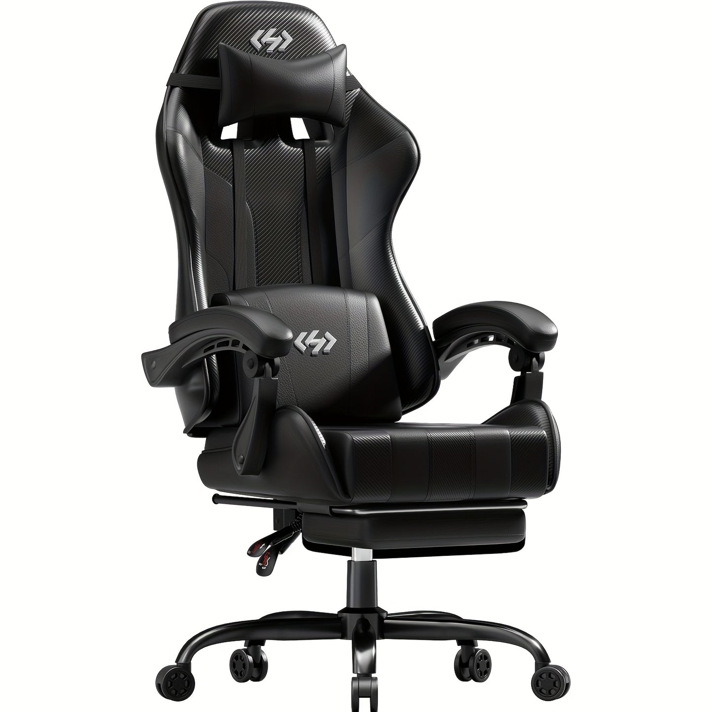 Ergonomische Gamingstoel – Bureaustoel – Bureaustoel – Gamechair – PC Stoel Zwart – Verstelbare Rugleuning 90°-135° – Uitschuifbare Voetsteun Met Memory Foam