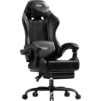 Ergonomische Gamingstoel – Bureaustoel – Bureaustoel – Gamechair – PC Stoel Zwart – Verstelbare Rugleuning 90°-135° – Uitschuifbare Voetsteun Met Memory Foam