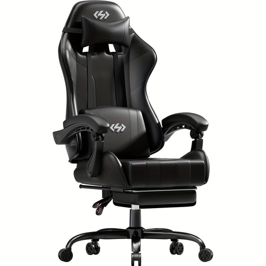 Ergonomische Gamingstoel – Bureaustoel – Bureaustoel – Gamechair – PC Stoel Zwart – Verstelbare Rugleuning 90°-135° – Uitschuifbare Voetsteun Met Memory Foam