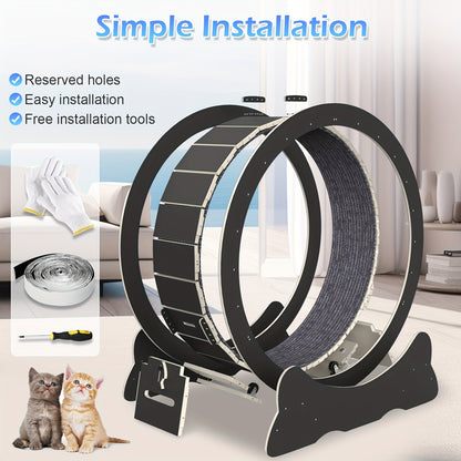 Large Cat Exercise Wheel 101.6 cm - Black Solid Wood Cat Wheel Trainer for Indoor Cats with Locking Safety Cat Treadmill with Minimal Gap Design, Cat Exercise Wheel for Indoor Cats, Cat Wheel Exerciser, Extra Large Cat Exerci