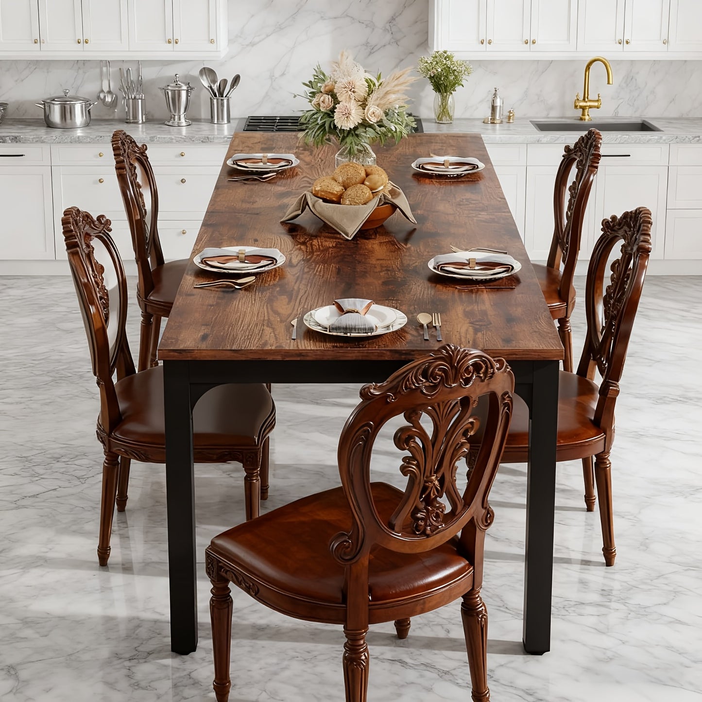 Eettafel – Tafel – Keukentafel – Dinertafel – Houten Tafel – Bruin – Voor 6-8 Personen – Duurzaam Gefabriceerd Hout – Stevige Constructie