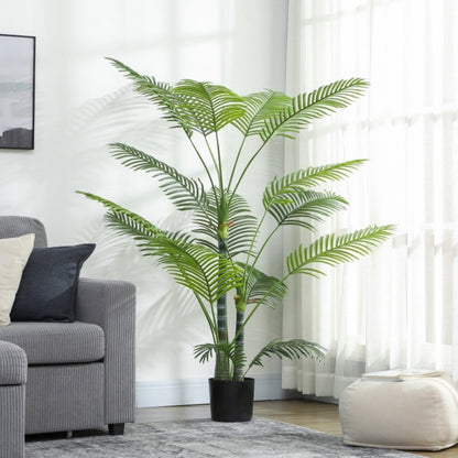 Kunstpalm – Nepboom – Valse Palm – Kunstplant – Faux Tree – UV-Bestendig – Onderhoudsvrij – 16 Realistische Bladeren – Zwarte Pot
