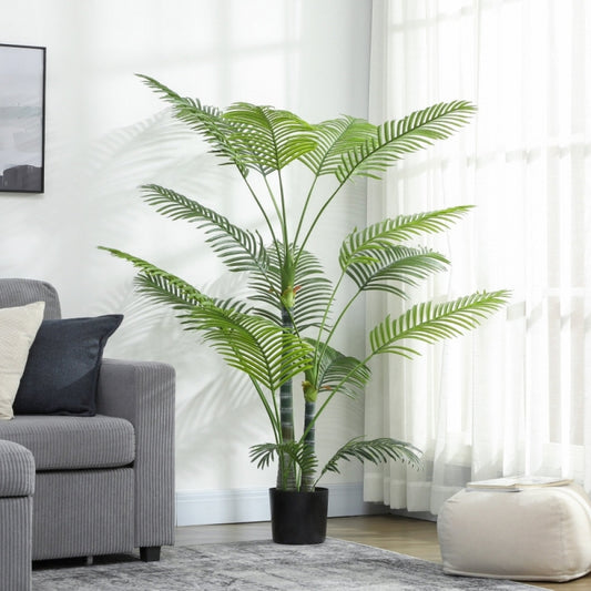 Kunstpalm – Nepboom – Valse Palm – Kunstplant – Faux Tree – UV-Bestendig – Onderhoudsvrij – 16 Realistische Bladeren – Zwarte Pot
