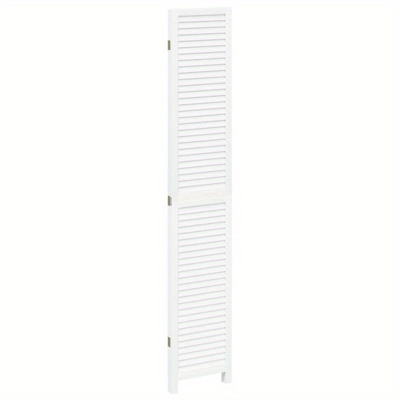 Room Divider with 3 Panels Made of Solid White Paulownia Wood