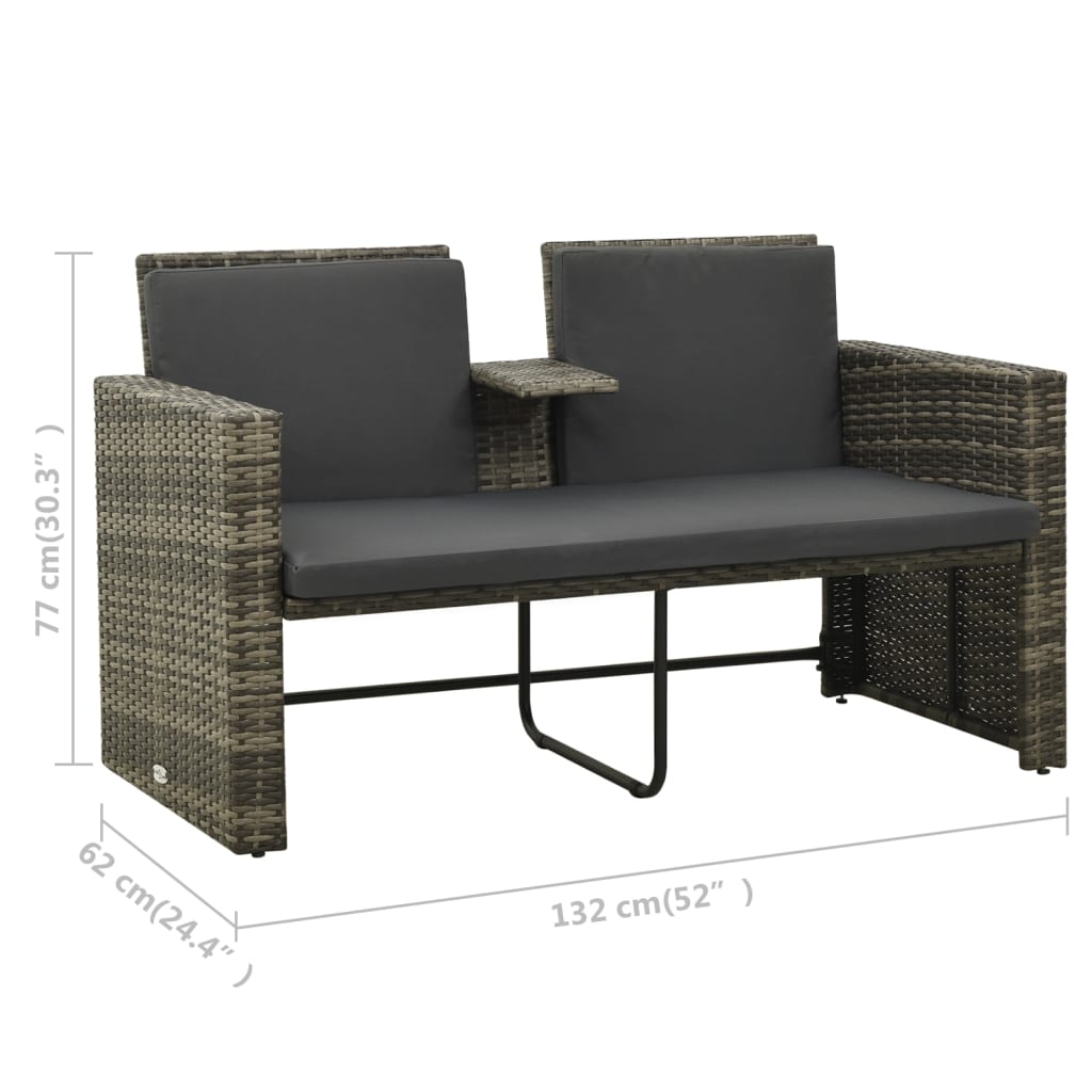 Loungeset – Tuinset – Zitgroep – Loungesofa – Balkonset – PE-Rattan – Waterafstotende Kussens – Poedergecoat Stalen Frame – Modern Grijs