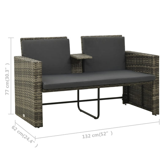Loungeset – Tuinset – Zitgroep – Loungesofa – Balkonset – PE-Rattan – Waterafstotende Kussens – Poedergecoat Stalen Frame – Modern Grijs