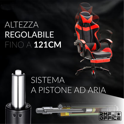 Gamingstoel – Gaming Chair – Bureaustoel – Gamenstoel – Zwarte Gamingstoel Met Rood – Verstelbare Hoogte 100-110 cm – Kantelbare Rugleuning Tot 135° Met Uittrekbare Voetensteun
