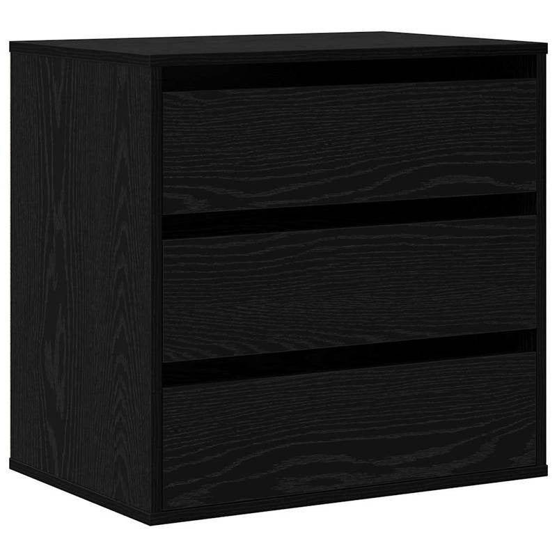 Modern Black Oak Chest of Drawers - 60x41x58cm 3-Drawer Heavy-Duty Wood Storage Cabinet with Lockable Shelves/Lockable Cabinet (Assembly Required), Minimalist Dresser for Bedroom, Living Room, Office Organizer, Black & Oak, S