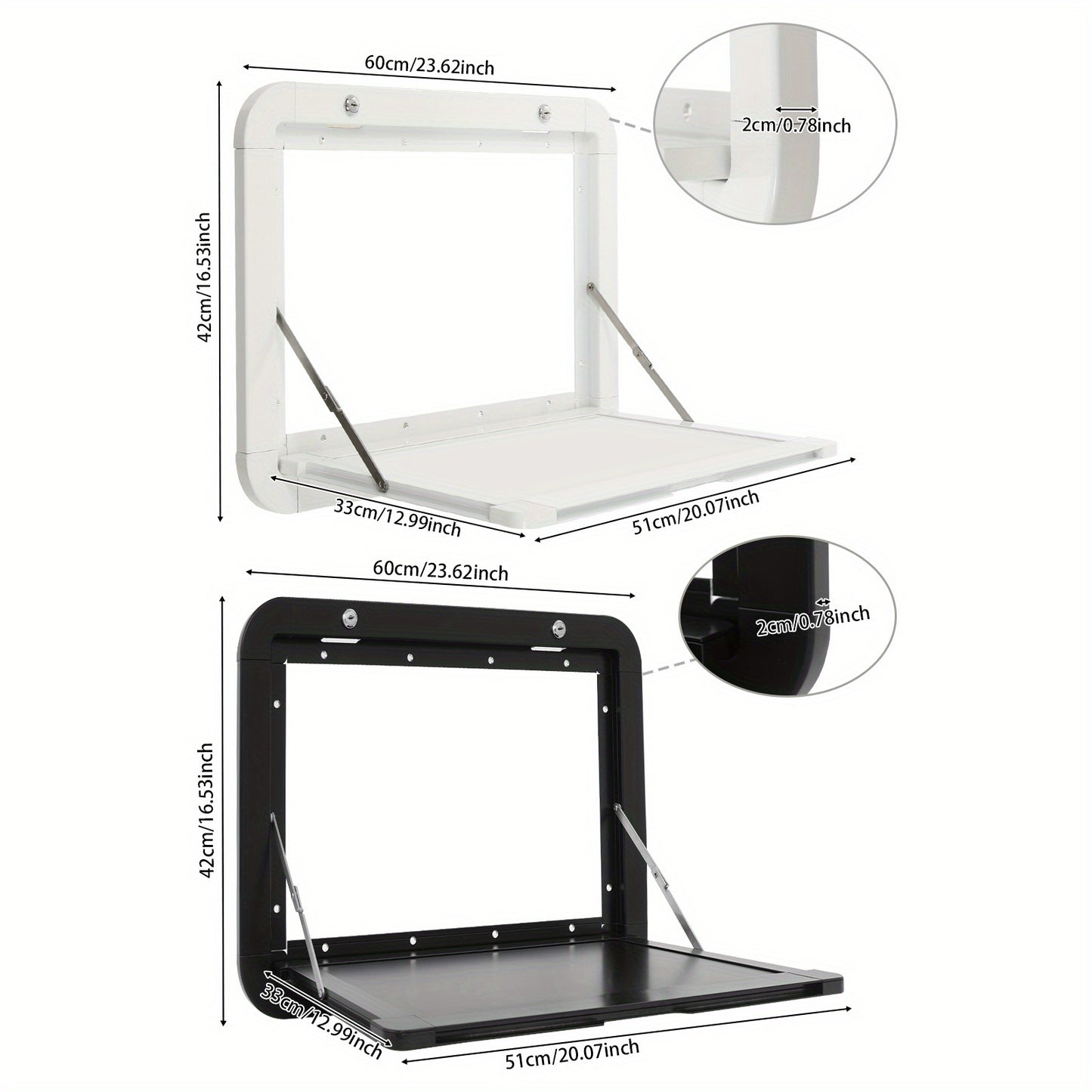 Inklapbare Tafel Camper – Opklapbare Picknicktafel – Wandtafel – Kampeertafel – Opvouwbare Eettafel – Aluminium – Dubbel Slot – 60x36 cm – Mat Zwart
