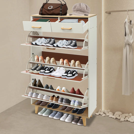 Shoe Cabinet, Free Standing Shoe Cabinet, Storage Cabinet with Two Drawers