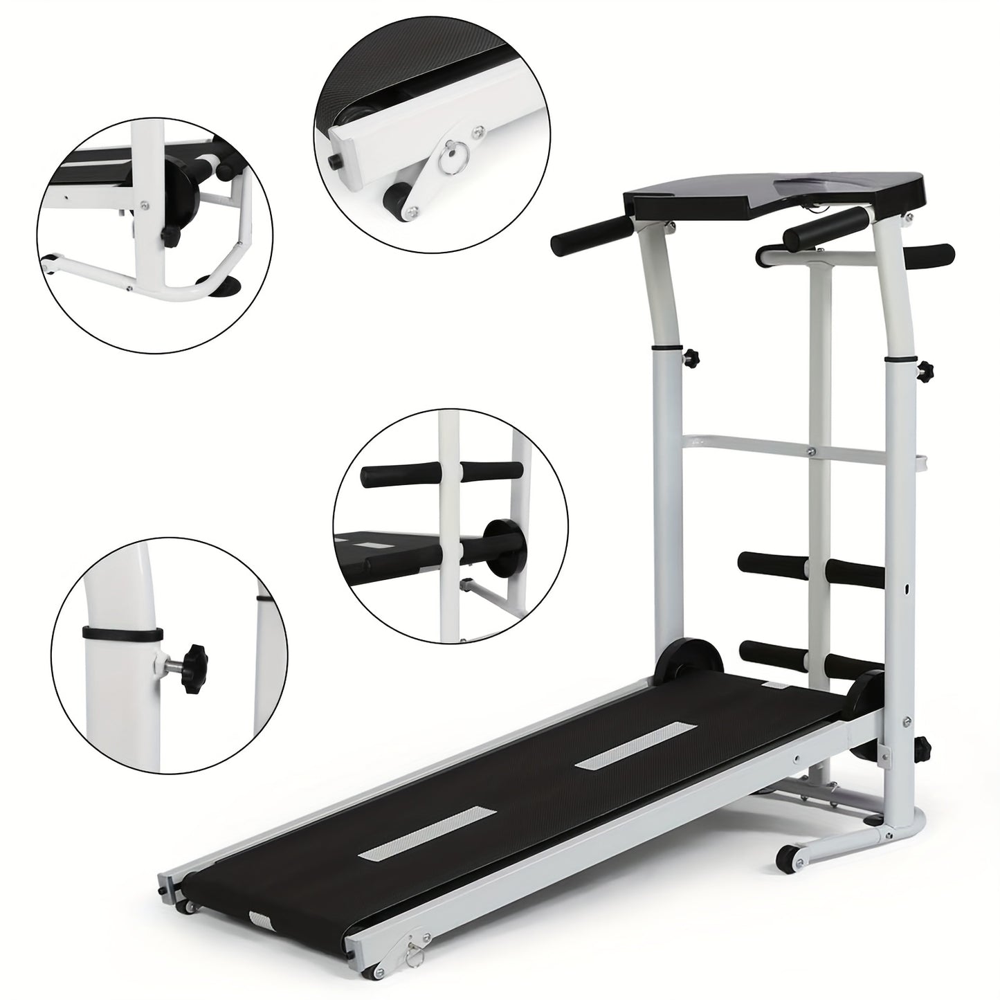 Homelikesport Manual Treadmill Foldable Non-Electric Machine with Twin Flywheels, Speed/Distance Tracker & Step Counter, Heavy-Duty Jogging Belt for Home Gym, Easy Assembly, Portable Walking/ Equipment for all Fitness