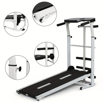 Homelikesport Manual Treadmill Foldable Non-Electric Machine with Twin Flywheels, Speed/Distance Tracker & Step Counter, Heavy-Duty Jogging Belt for Home Gym, Easy Assembly, Portable Walking/ Equipment for all Fitness