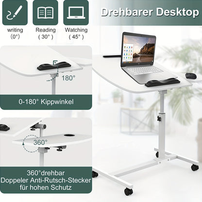 Space-Saving Adjustable Desk 60x40cm | Tilt-Top & Height Adjustable from 61-95cm | Ergonomic Bedside Office Desk for Living Room, No-Tool Assembly, Polished Metal Finish, Compact Design for Small Spaces, Adjustable Desk, Mode