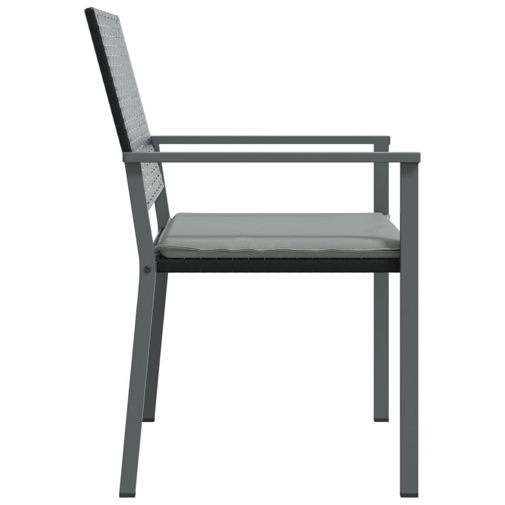 Tuinstoelen – Buitenstoelen – Terrasstoelen – Tuinmeubilair – Zwart Poly Rattan – Stevig Stalen Frame – Inclusief Kussens