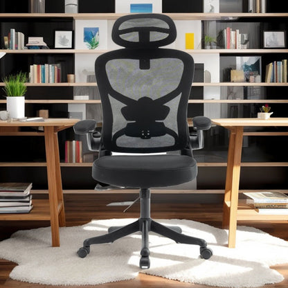 Ergonomic Office Chair, Desk Chair with Adjustable Headrest, Armrests, Lumbar Support, Swivel Chair, Rocker Function, Mesh Executive Chair, Back-Friendly, Office Chair 150 kg