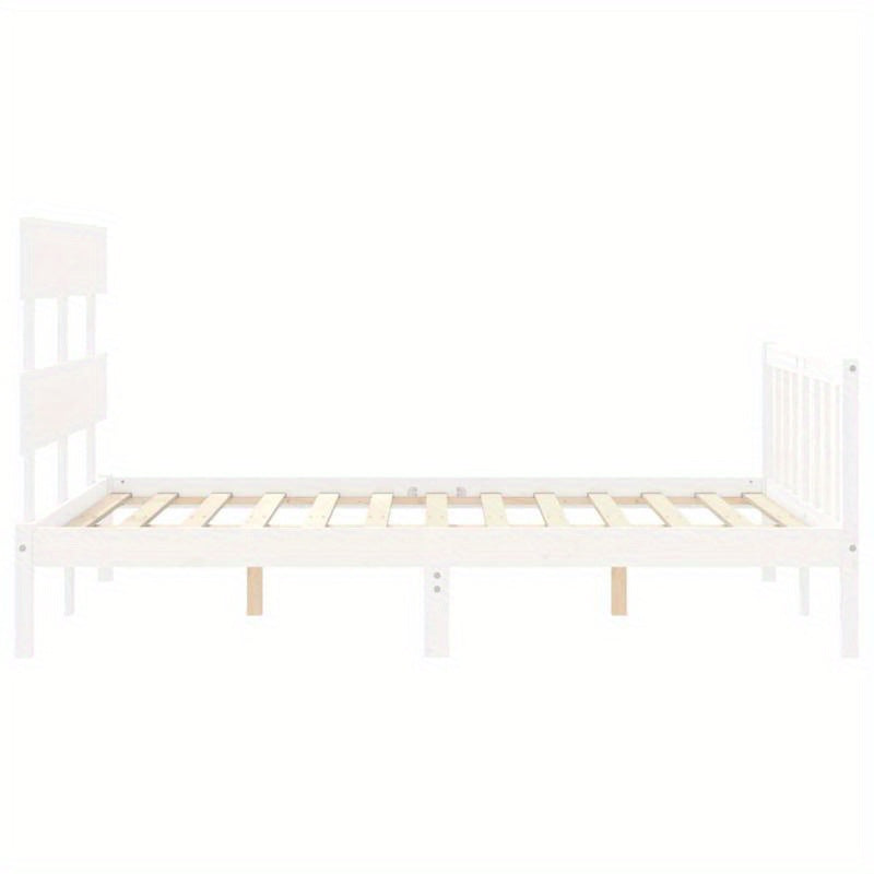White Wooden Bed Frame 120x200cm - Contemporary Minimalist Design with Headboard, Easy Assembly, Durable & Removable, Perfect for Modern Bedroom Decor, Bedroom Furniture, Sleek Headboard, Sturdy Construction
