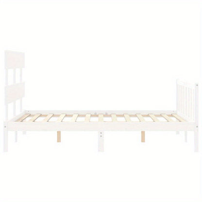 White Wooden Bed Frame 120x200cm - Contemporary Minimalist Design with Headboard, Easy Assembly, Durable & Removable, Perfect for Modern Bedroom Decor, Bedroom Furniture, Sleek Headboard, Sturdy Construction
