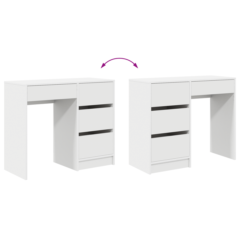 Bureau – Computertafel – Bureautafel – Werktafel – Schrijftafel – Wit Design – MDF & Hardhout – Met Lades en Opbergruimte