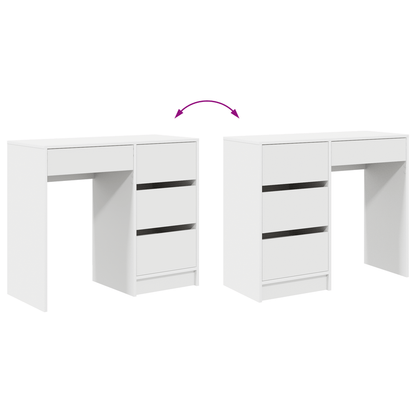 Bureau – Computertafel – Bureautafel – Werktafel – Schrijftafel – Wit Design – MDF & Hardhout – Met Lades en Opbergruimte
