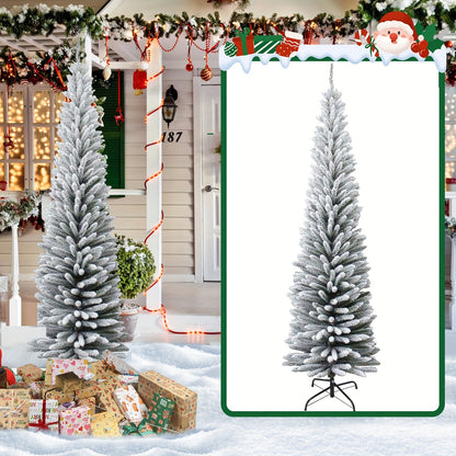 kunstkerstboom – kunstboom – nepkerstboom – dennenboom – herfstboom – 210 cm – hoogwaardige flocking – stevige metalen poten