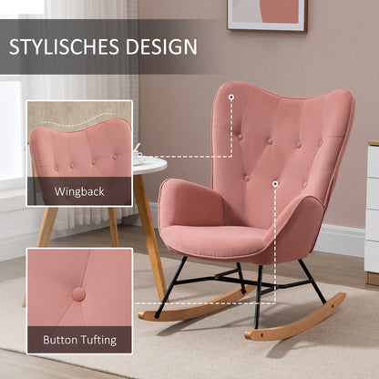 Draaifauteuil – Fauteuil – Lounge Stoel – Relaxstoel – Draaistoel – Diamond Quilting – Houten Slede – Fluweel Look – Max Belastbaar 150 kg – Roze