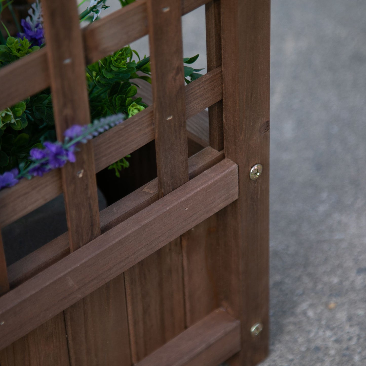 Bloembak – Plantenbak – Bloempot – Plantenbak Met Latwerk – Tuinbak – Houtlook – 64x28x120 cm – Inclusief Irrigatie-inzetstukken