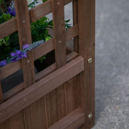 Bloembak – Plantenbak – Bloempot – Plantenbak Met Latwerk – Tuinbak – Houtlook – 64x28x120 cm – Inclusief Irrigatie-inzetstukken