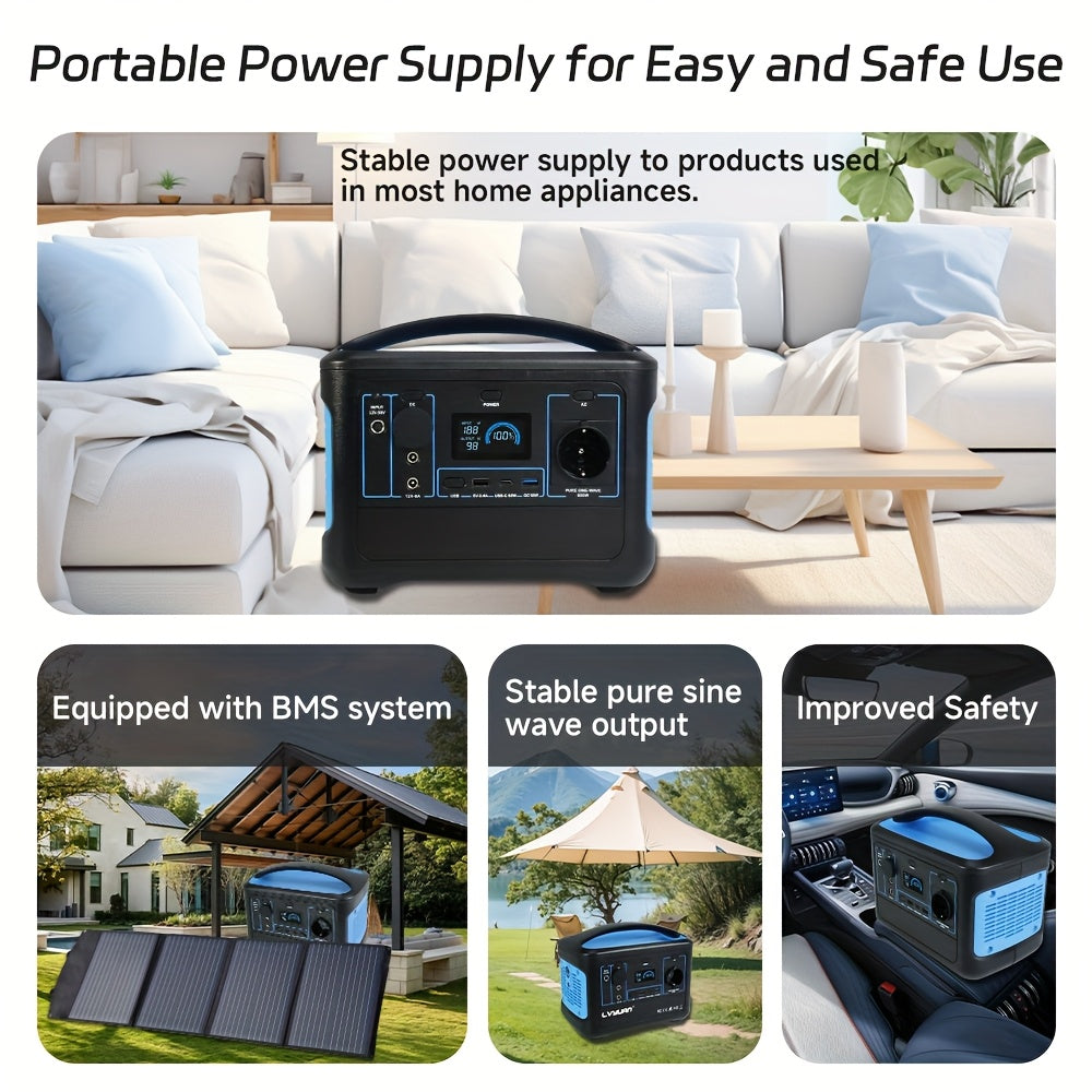 Draagbare Power Station – Portable Charger – Batterie Portable – Powerbank – Mobiele Accu – Compact LiFePO4 Batterij 493Wh – 600W Continu Vermogen & Snelladen