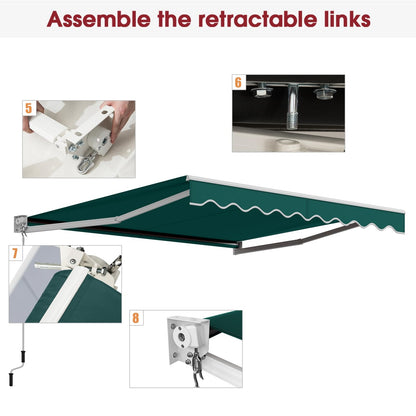 Knikarmscherm – Uitvalscherm – Zonnescherm – Luifel – Zonwering – Handbediend – 300x250 cm – Aluminium Frame – UV-bestendig Polyester – Verstelbare Hoek 40-100° – Waterafstotend