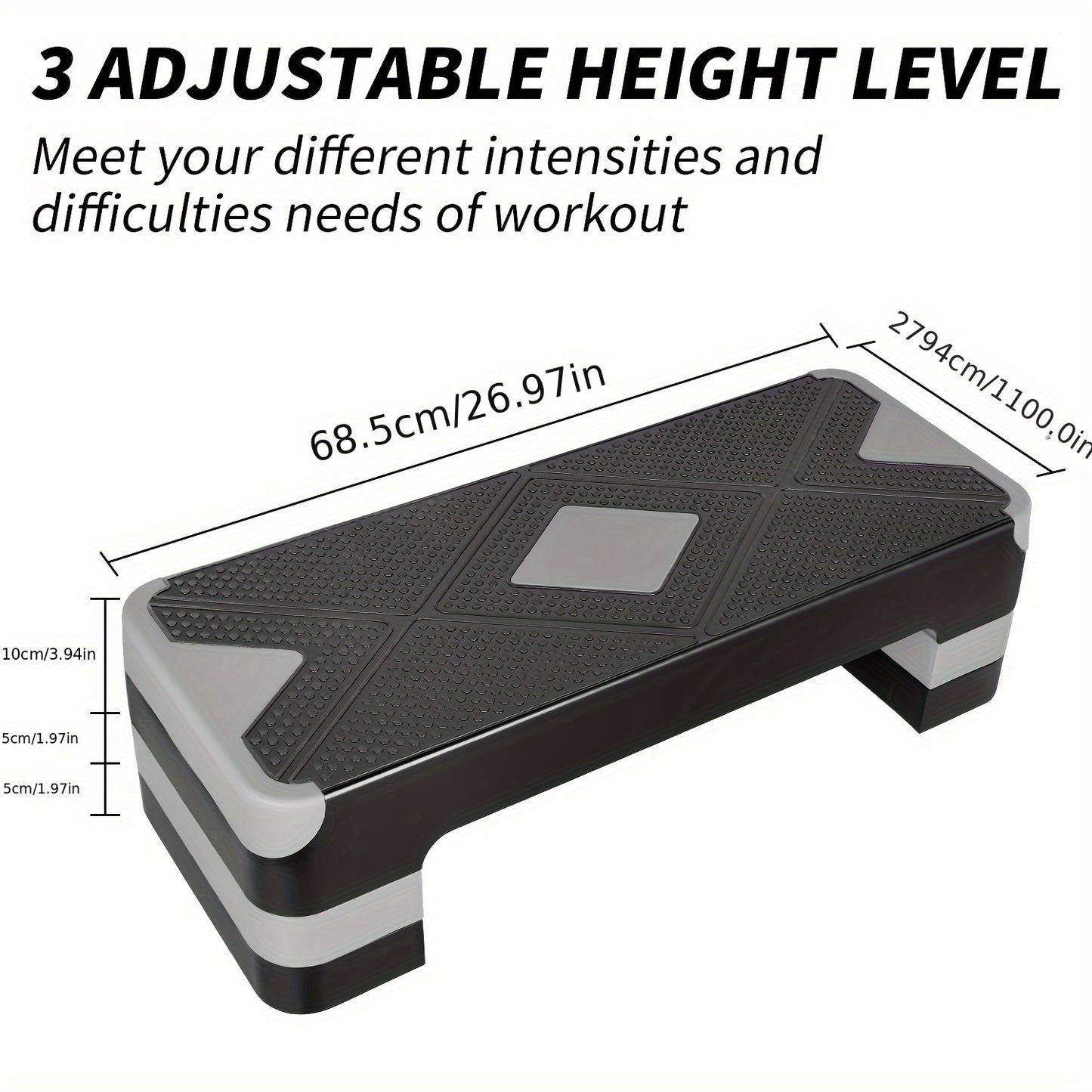Fitnessbank – Halterbank – Trainingsbank – Buikspierbank – Bench Press Bank – Verstelbare Hoogte – Aerobics Step Platform – Antislip Voetpads – Duurzaam IJzer – Compact & Draagbaar – Grijs