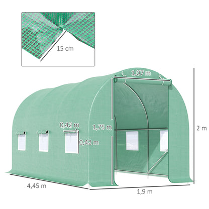 Kasje – Kasje – Tuinkas – Broeikas – Volkstuin Kas – Extra Ruim 445x190x200 cm – Waterafstotende Folie Met Ventilatie Mesh