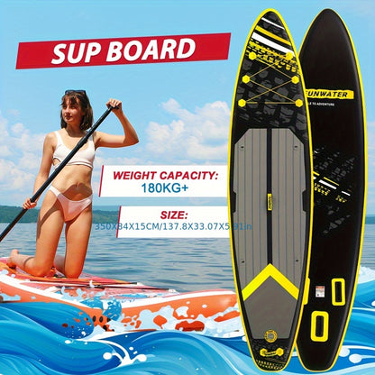 Paddleboard – SUP Board – Opblaasbaar Paddle Board – Stand Up Paddle – SUP – Zwart – Duurzaam PVC – Wave Shadow Design 320x81 cm