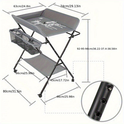 Hondenmand – Hondenbed – Dierenmand – Huisdierbed – Verzorgingstafel – Inklapbaar Met Wielen – Verstelbare Hoogte – Stevig Oxford Stof – Groot Formaat 66x80cm - Grijs