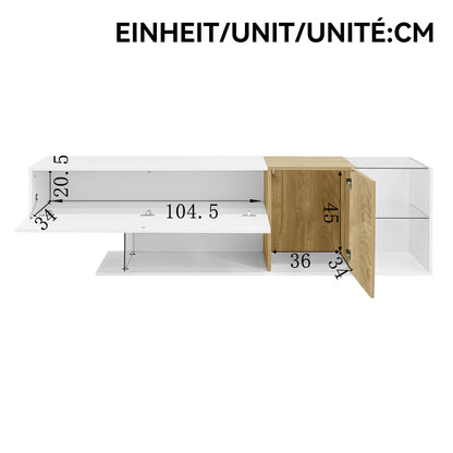 TV-meubel – TV-kast – Mediameubel – Entertainmentmeubel – Salontafel – Hoogglans Wit – 180 cm Breed – Glasplanken – Minimalistisch Design