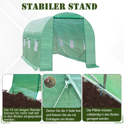 Kweekkas – Tuinkas – Broeikas – Tunnelkas – Moestuin Kas – 350x200x200 cm – Waterafstotende Folie – Mesh Ventilatieraam