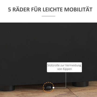 Rollcontainer – Mobiele Kast – Ladekast – File Cabinet – Opbergkast – 3 Laden – Stalen Behuizing – Zwart – 39x48x59 cm – Centraal Slot – Zwenkwieltjes