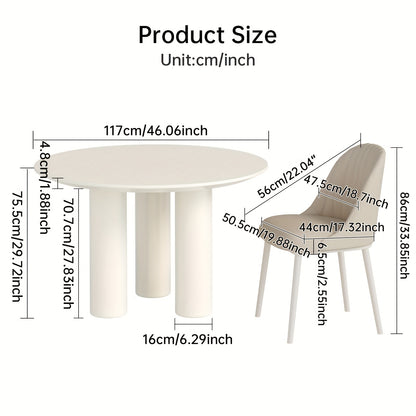 Ronde Eettafel – Eettafel Rond – Keukentafel – Tafel Voor 4 Personen – Ronde Tafel 117 cm Wit – Stevige Driepoot – Eenvoudige Montage