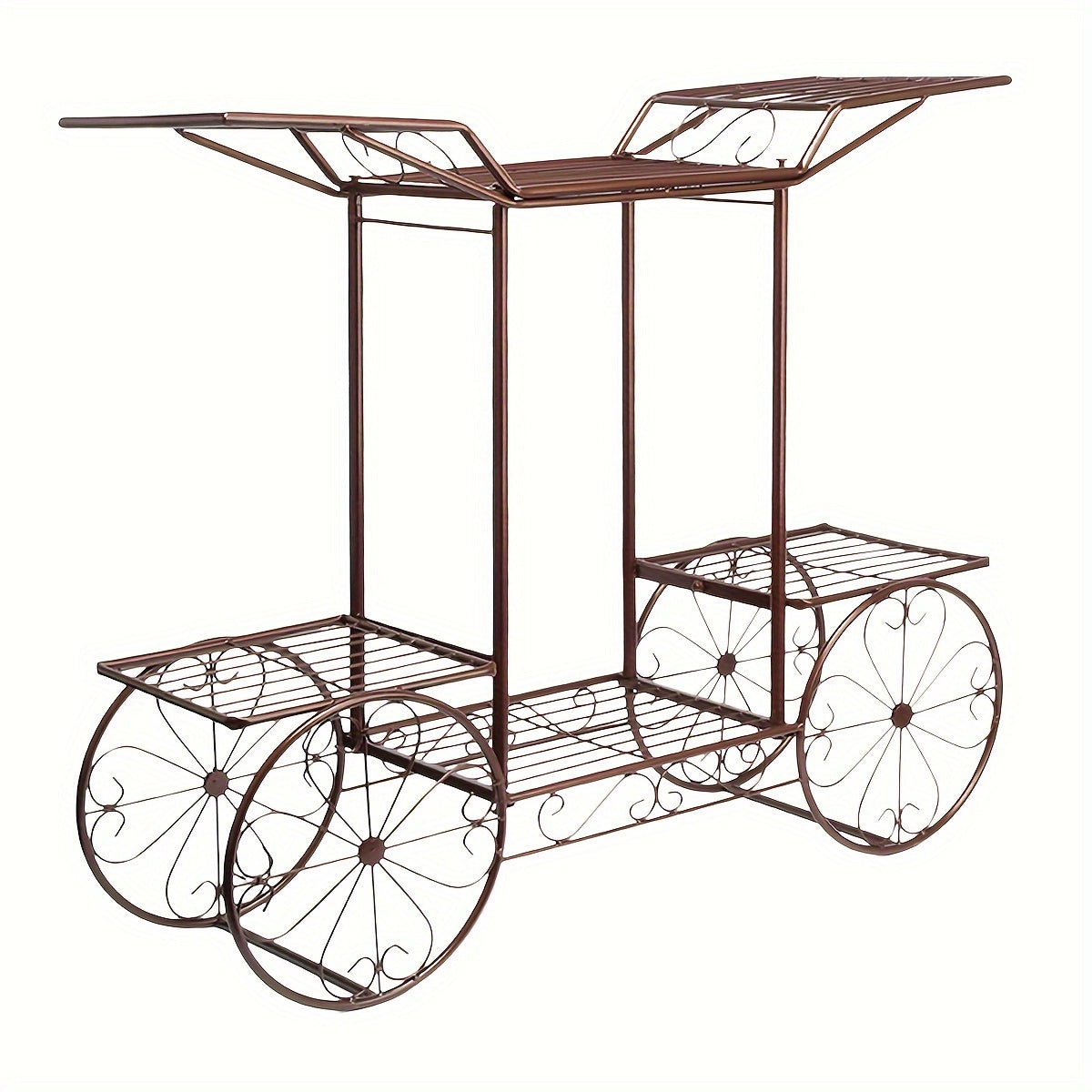 Pflanzenregal Metall – Blumenregal Balkon – Pflanzenhalter Wohnzimmer – Blumenständer Innen – Blumenwagen Outdoor – 6 Ablagen Metalen Frame – Roestbestendig En Mobiel