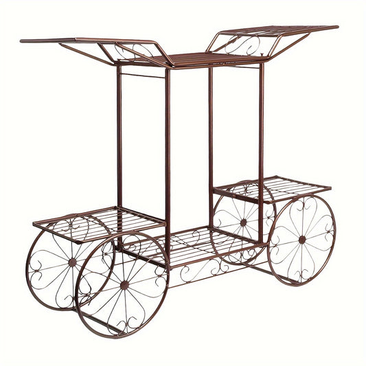 Pflanzenregal Metall – Blumenregal Balkon – Pflanzenhalter Wohnzimmer – Blumenständer Innen – Blumenwagen Outdoor – 6 Ablagen Metalen Frame – Roestbestendig En Mobiel